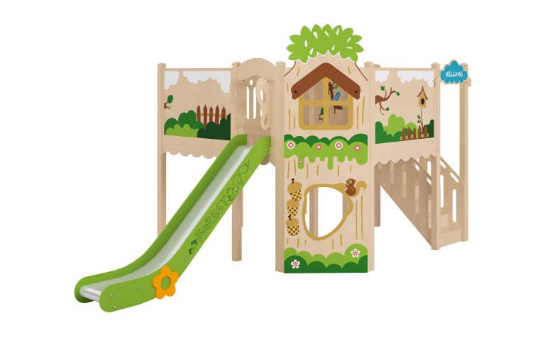 TWO-STORY PLAYHOUSE WITH SLIDE